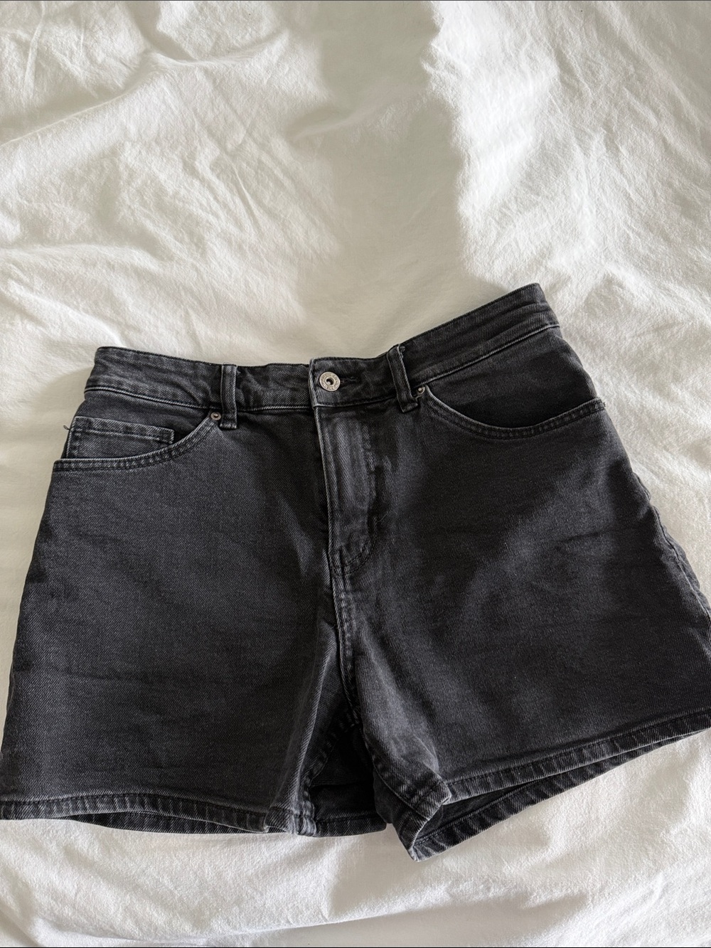 H&M Black Denim High-Rise Shorts